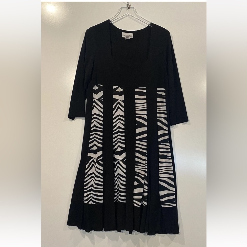 Sole Dione‎ Studio Black White Animal Print Stretch Knit Dress Womens 16 (786)